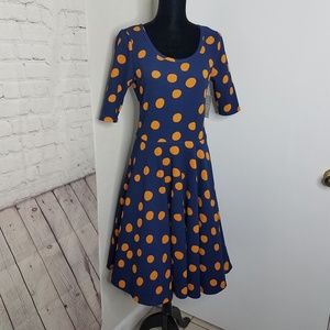LuLaRoe Nicole Polka Dot Dress Size Large NWT
